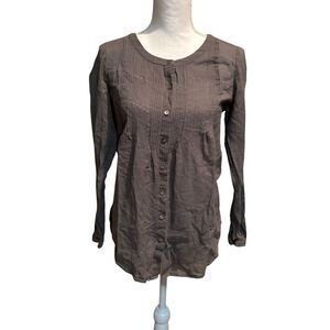 J.Jill‎ Olive Pintuck Blouse Long Sleeve Cotton Wool Blend Size Xsmall